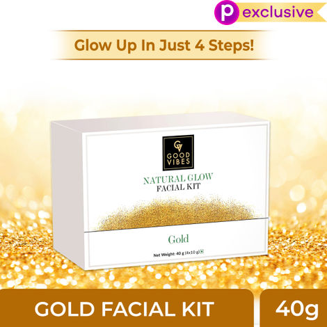 Buy Good Vibes Gold Natural Glow Facial Kit | Glowing, Anti-Ageing | No Parabens, No Animal Testing (40 gm)-Purplle