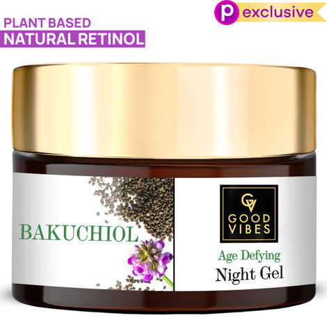 Buy Good Vibes Bakuchiol Age Defying Night Gel | With Retinol, Anti-Aging | No Parabens, No Mineral Oils, No Sulphates, No Animal Testing, Vegan (50 gm)-Purplle