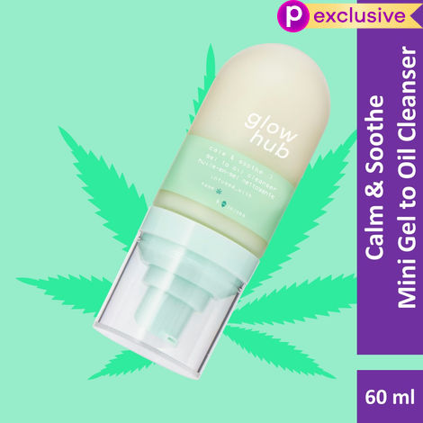 Buy Glow Hub | Mini Calm & Soothe Gel to Oil Cleanser (60 ml) | Hemp Seed Oil, Jojoba Extract | Hydrate, Comfort, Refresh-Purplle