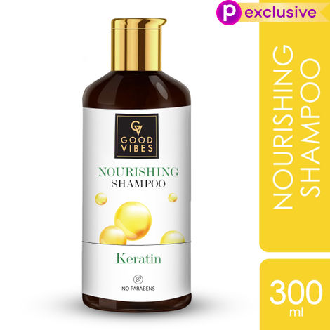 Buy Good Vibes Keratin Nourishing Shampoo | Hair Repair, Anti Dandruff, Strengthening | With Argan Oil | No Parabens, No Animal Testing (300 ml)-Purplle
