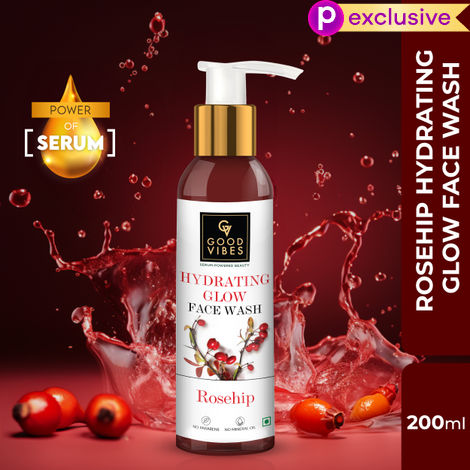 Buy Good Vibes Rosehip Hydrating Glow Face Wash | Deep Pore Cleansing, Moisturizing | With Avocado Oil | No Parabens, No Mineral Oil (200 ml)-Purplle