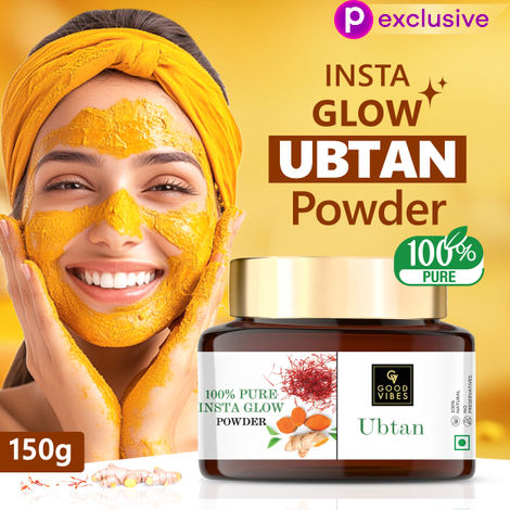 Buy Good Vibes Ubtan Insta Glow Powder | 100% Natural, No Preservatives, No Pesticides, No Parabens, No Silicones, No Sulphates, No Animal Testing (150 gm)-Purplle