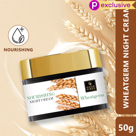 Buy Good Vibes Wheatgerm Nourishing Night Cream | Anti-Inflammatory, Heals Scars | With Almond Oil | No Parabens, No Sulphates, No Mineral Oil (50 gm)-Purplle
