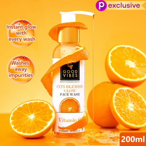 Buy Good Vibes Anti Blemish Glow face Wash Vitamin C | Brightening, Skin Illuminating (200 ml)-Purplle