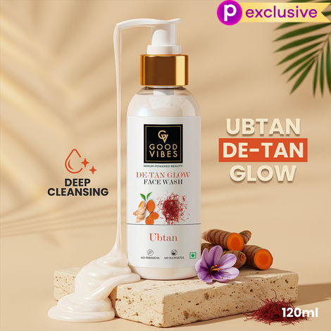 Good Vibes Ubtan De Tan Glow Face Wash | Tan Removal, Brightening Cleansing (120 ml)