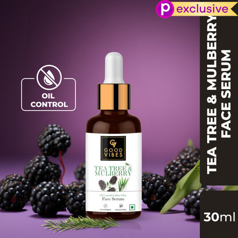 Buy Good Vibes Tea Tree + Mulberry Skin Glow & Oil Control Serum | Anti-Acne, Anti-Ageing| With Castor Oil | No Parabens No Sulphates No Silicones (30 ml)-Purplle