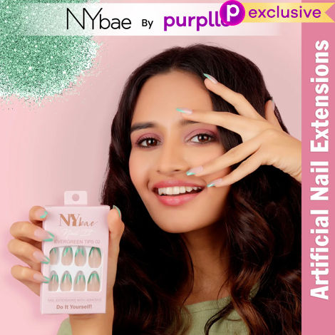 Buy NY Bae Nail It Nail Extensions With Adhesive - Evergreen Tips 02 | 24 Nails Set | Easy Application | Long lasting | Comfortable Wear-Purplle