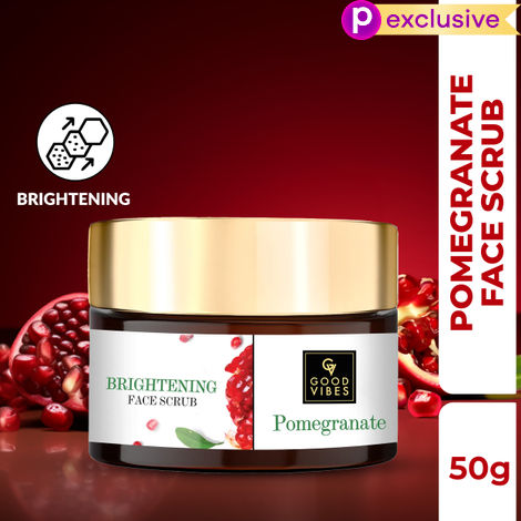Buy Good Vibes Pomegranate Brightening Face Scrub | Anti-Ageing, Sun Protection | With Almond Oil | No Parabens, No Sulphate, No Mineral Oil (50 gm)-Purplle