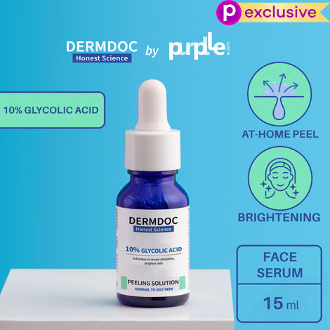 Buy DermDoc by Purplle 10% Glycolic Acid Peeling Solution (15 ml) | aha bha peel | chemical peeling | pore cleansing | fragrance free serum-Purplle