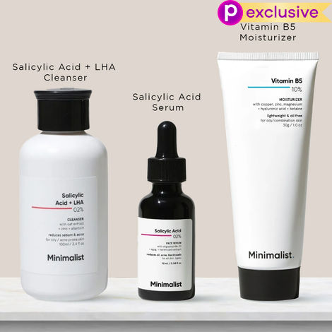 Buy Minimalist Anti Acne CSM Mini Kit  : (Cleanser 100 ml) + Salicylic Acid 2% Face Serum (10 ml) + Moisturizer (30gm)-Purplle