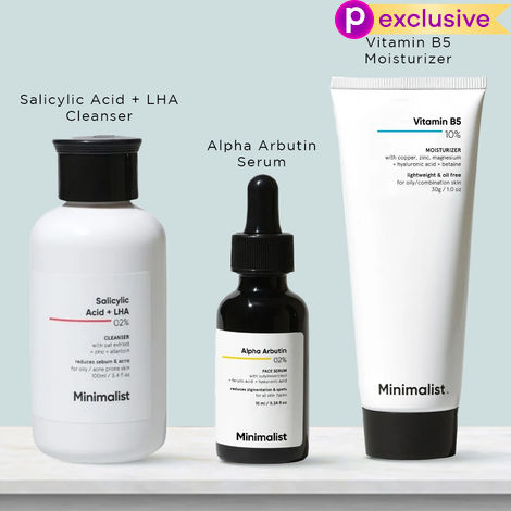 Buy Minimalist Clear Radiance CSM Mini Kit  : (Cleanser 100 ml) + Alpha Arbutin Face Serum (10 ml) + Moisturizer (30gm)-Purplle