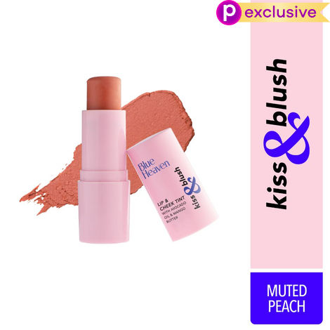 Buy Blue Heaven Kiss & Blush Lip, Cheek & Eye Tint with Avocado Oil & Mango Butter | 3-in-1 blush for face makeup | Rich & Creamy Formula |Easily Blendable | Multipurpose Makeup, Muted Peach, 8.5 gm-Purplle
