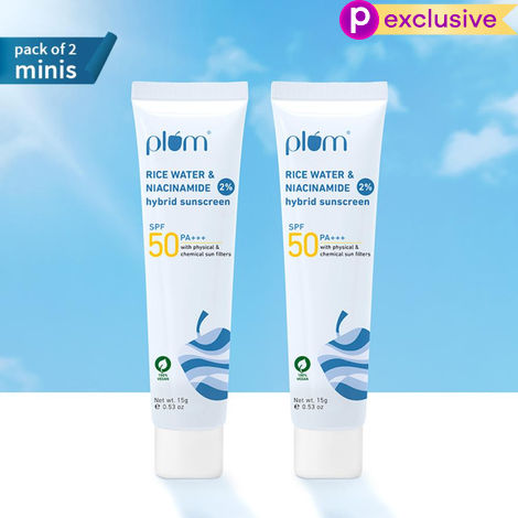 Buy Plum Rice Water & Niacinamide 2% Hybrid Sunscreen (15 gm) Pack of 2-Purplle