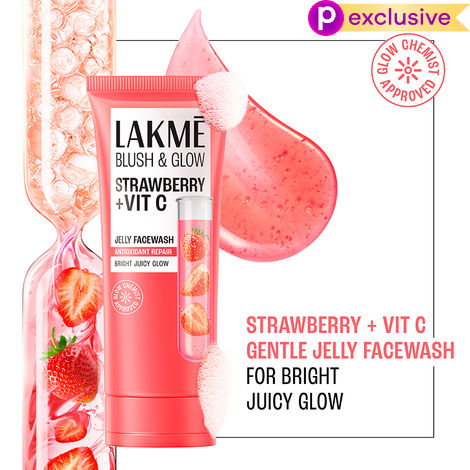 Buy Lakme Blush & Glow Hydrating Strawberry Facewash, with Vitamin C Serum, 100 gm-Purplle