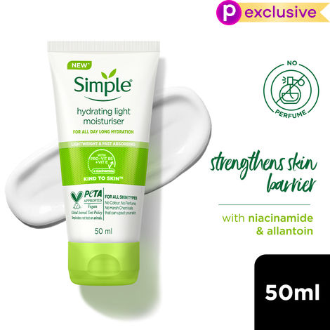 Buy Simple Hydrating Light Moisturiser, 50 ml | 12hr Hydration | With Niacinamide, Pro-Vitamin B5, Glycerin & Borage Seed Oil | Lightweight, Non-Greasy Formula | For Soft, Smooth Skin-Purplle