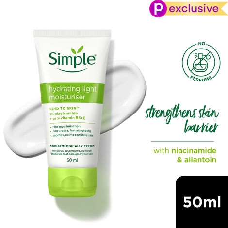 Buy Simple Hydrating Light Moisturiser, 50 ml | 12hr Hydration | With Niacinamide, Pro-Vitamin B5, Glycerin & Borage Seed Oil | Lightweight, Non-Greasy Formula | For Soft, Smooth Skin-Purplle