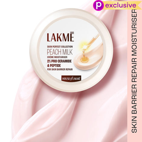 Buy Lakme Peach Milk Creme Moisturizer with 2% Pro-Ceramide & Peptides | Repairs Damaged Skin Barrier & Gives Intense Hydration | For Dry Skin, Normal Skin & Sensitive Skin 200g-Purplle
