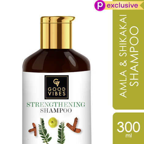 Buy Good Vibes Amla Shikakai Strengthening Shampoo | With Neem | Hair Growth, Shine | No Parabens, No Animal Testing (300 ml)-Purplle
