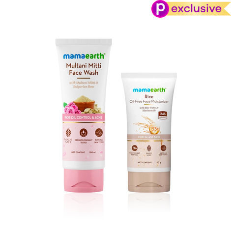 Buy Mamaearth Purify & Hydrate Kit (Mamaearth Multani Mitti Face Wash (100 ml) + Rice Oil-Free Moisturizer (50 gm) | Clears Pores, Controls Acne & Gives Oil-Free Radiance) Combo of 2-Purplle