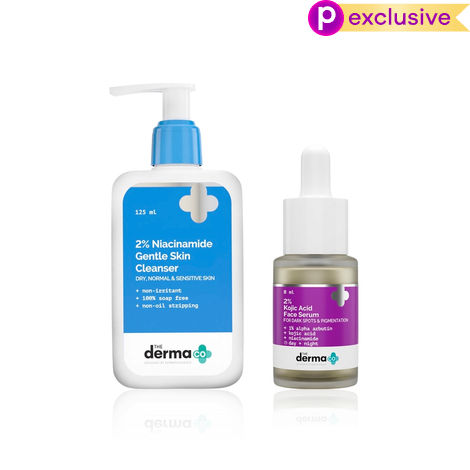 Buy The Derma Co Skin Clarity Set (2% Kojic Acid Face Serum for Dark Spots + 2% Niacinamide Gentle Cleanser for Sensitive & Normal Skin | (8 ml) + (125 ml) | Dermatologist Recommended Pigmentation & Care Duo) Combo of 2-Purplle