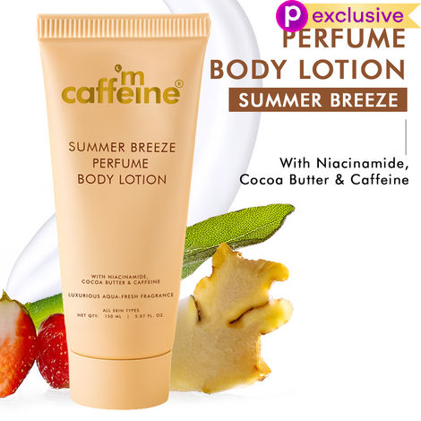 mCaffeine Summer Breeze Perfume Body Lotion with Niacinamide, Cocoa & Shea Butter | Deeply Moisturizes | Luxury Aqua-Fresh Scented Lotion - 150 ml