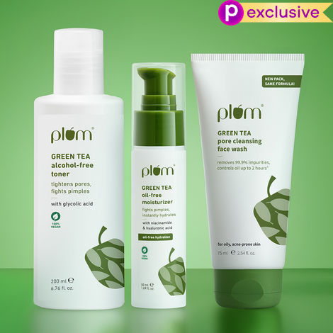Buy Plum Green Tea CTM Routine Combo of 3- Face wash 75 ml, Toner 200 ml, Moisturizer 50 ml - Skincare Kit-Purplle