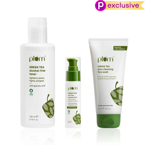 Buy Plum Green Tea CTM Routine Combo of 3- Face wash 75 ml, Toner 200 ml, Moisturizer 50 ml - Skincare Kit-Purplle