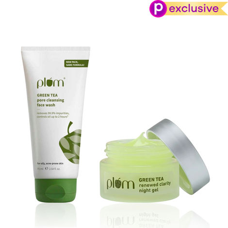 Buy Plum Green Tea Cleanse and Repair Combo of 2 - Night Gel 15 ml, Face wash 75 ml - Skincare Kit-Purplle