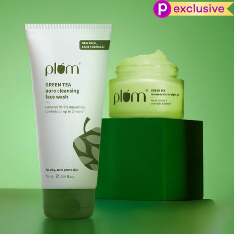 Buy Plum Green Tea Cleanse and Repair Combo of 2 - Night Gel 15 ml, Face wash 75 ml - Skincare Kit-Purplle