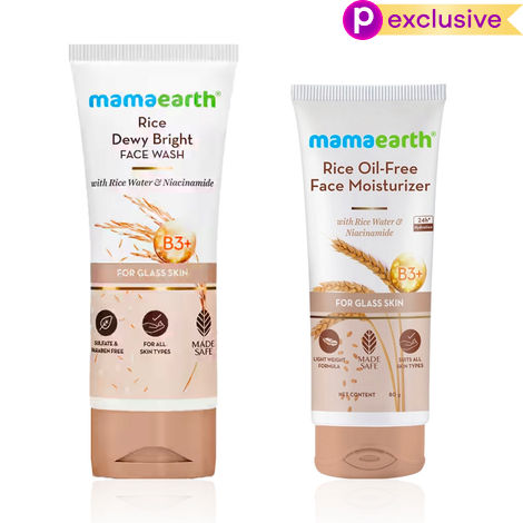 Buy Mamaearth Rice Glass Skin Care Combo (Mamaearth Rice Face Wash 100 ml + Mamaearth Rice Oil-Free Face Moisturizer 50 gm)- Combo of 3-Purplle