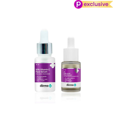 Buy The Derma Co's Ultimate Radiance & Dark Spot Kit( 2% Kojic Acid Serum (30&nbsp;ml) for Blemishes + 10% Vitamin C Serum (10&nbsp;ml) for Skin Brightness | Complete Anti-Pigmentation Duo) Combo of 2-Purplle