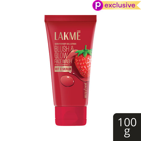 Buy Lakme Blush & Glow Hydrating Strawberry Facewash, with Vitamin C Serum, 100 gm-Purplle