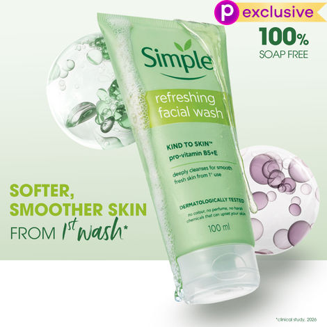 Simple Refreshing Facial Wash, 100% Soap-Free | Perfect For Sensitive Skin (100 ml)