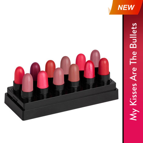 Buy Stay Quirky Lipstick Soft Matte Minis|12 in 1|Long lasting|Smudgeproof|Multicolored|- My Kisses Are The Bullets Set of 12 Mini Lipsticks Kit 3 (14.4 gm)-Purplle