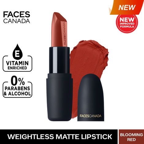 Buy Faces Canada Weightless Matte Lipstick |Jojoba and Almond Oil enriched| Highly pigmented | Smooth One Stroke Weightless Color | Keeps Lips Moisturized | Shade - Bombshell Red 4g-Purplle
