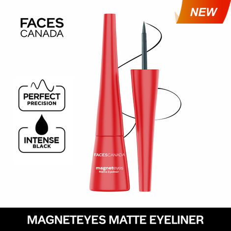 Buy FACES CANADA Magneteyes Eyeliner - Black, 4.5 ml | Intense Matte Finish | Quick Drying | 24HR Long Lasting | Fine Tip For Precise Smooth Application | Almond Oil Enriched | Waterproof | Smudgeproof-Purplle