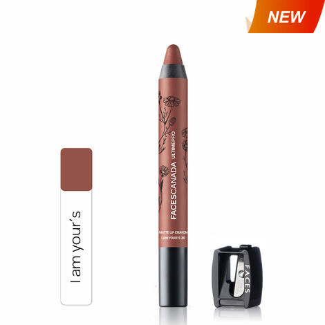 Faces Canada Ultime Pro Matte Lip Crayon | Creamy Matte Texture Intense Colour | Cocoa Butter and Chamomile enriched | Intense long - lasting colour in a single stroke | Shade - I Am Your's 2.8g