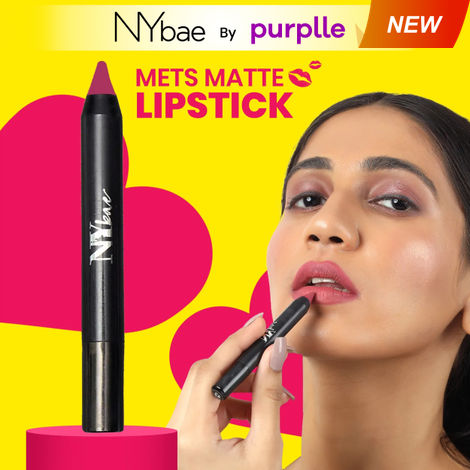 Buy NY Bae Mets Matte Lip Crayon - Moody Mauve 42 (2.8 gm) | Creamy Matte Finish | Moisturizing | SPF Protection-Purplle