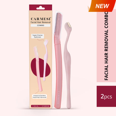 Buy Carmesi Women's Facial Hair Removal Combo | Pack of 1 Facial Razor & 1 Eyebrow Razor | Instant & Painless Hair Removal | Eyebrows, Upper Lip, Peach Fuzz, Sideburn, Forehead-Purplle