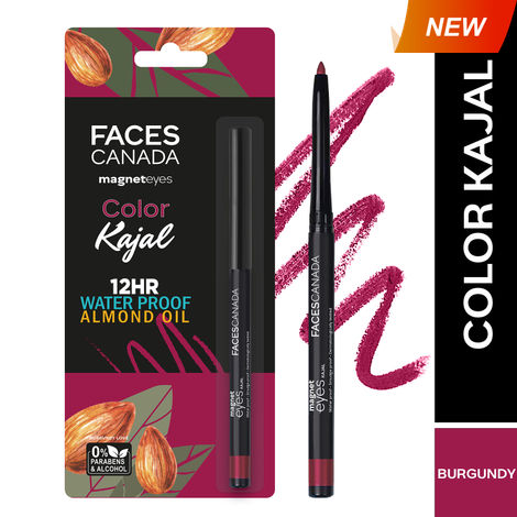 Buy FACES CANADA Magneteyes Color Kajal - Burgundy Love, 0.30 gm | Highly Pigmented Kohl | 12HR Long Stay | Single Stroke Glide | Waterproof & Smudgeproof | Almond Oil Enriched-Purplle