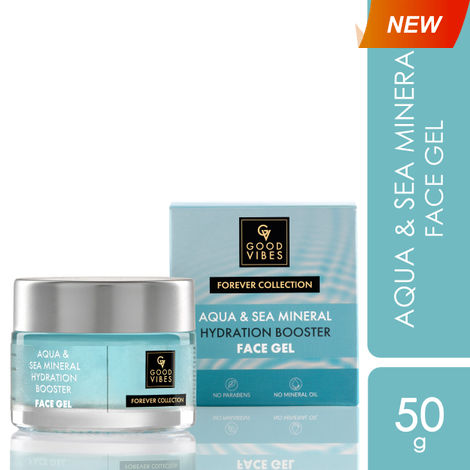 Buy Good Vibes Aqua & Sea Mineral Hydration Booster Face Gel | Forever Collection | Intense Hydration, 8X Hydra Booster, Provides Moisture | Vegan, No Parabens, No Sulphates, No Mineral Oil, No Silicones, No Animal Testing (50 g)-Purplle