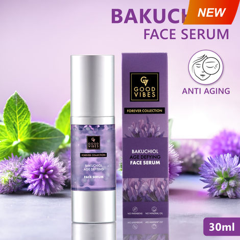 Buy Good Vibes Age Defying Bakuchiol Night Face Serum | Forever Collection |Calms skin, Natural Retinol, Anti ageing I No Parabens, No Mineral Oils, No Sulphates, No Animal Testing, No Silicone, Vegan (30 ml)-Purplle