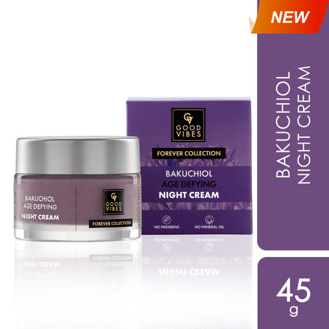 Buy Good Vibes Bakuchiol Age Defying Night Cream | Forever Collection | Natural Retinol, Anti- ageing | No Parabens, No Mineral Oils, No Sulphates, No Animal Testing, No Silicone, Vegan (45 g)-Purplle
