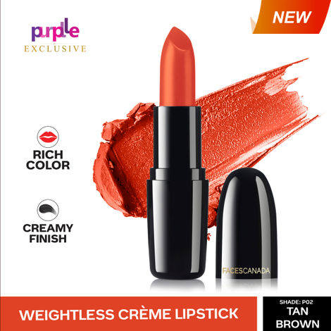 Buy Faces Canada Weightless Creme Finish Lipstick Tan Brown P02 (4 g) - Exclusively on Purplle-Purplle