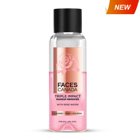 Buy Faces Canada Triple Impact Makeup Remover I Biphasic remover I With Rose Water I 3 in 1 I 120 ml-Purplle