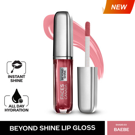 Buy Faces Canada Beyond Shine Lip Gloss BAEbe 03 I Instant Shine I Long lasting Hydration I Nourishing Macadamia Oil I Vegan I 3ml-Purplle