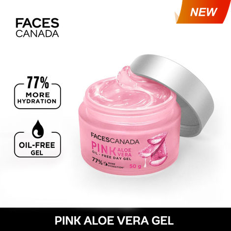 Buy FACES CANADA Pink Aloe Vera Oil-Free Day Gel, 50 gm | 1.5% Hyaluronic Acid | Intense Hydration | Lightweight, Non Sticky & Absorbs Easily | Soothing, Nourishing & Acne Control | No Alcohol & Parabens-Purplle