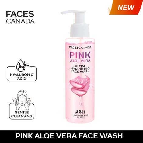Buy FACES CANADA Pink Aloe Vera Ultra Hydrating Face Wash, 100 ml | Hyaluronic Acid, Honey & Glycerin | Glowing | Soothing | Non-Drying, Deep & Gentle Cleansing | No Parabens & Sulphates | Vegan-Purplle