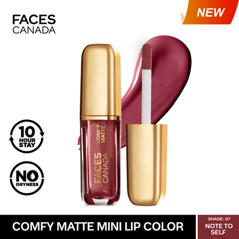 Buy FACES CANADA Comfy Matte Liquid Lipstick - Note To Self 07, 1.2 ml | Comfortable 10HR Longstay | Intense Matte Color | Almond Oil & Vitamin E Infused | Super Smooth | No Dryness | No Alcohol-Purplle