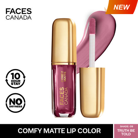 Buy FACES CANADA Comfy Matte Liquid Lipstick - Truth Be Told 09, 1.2 ml | Comfortable 10HR Longstay | Intense Matte Color | Almond Oil & Vitamin E Infused | Super Smooth | No Dryness | No Alcohol-Purplle